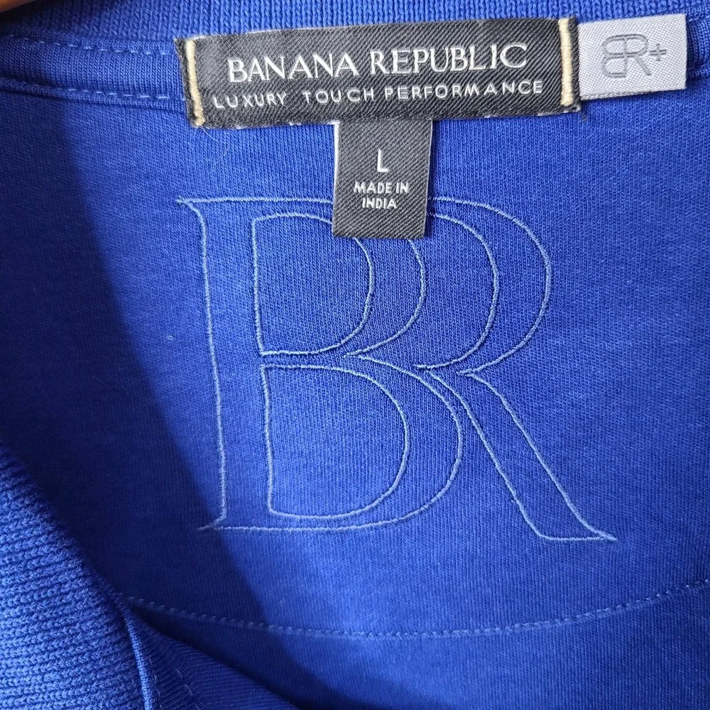 Banana Republic Shirt Mens L Blue Polo Luxury Touch Cotton Short Sleeve Casual